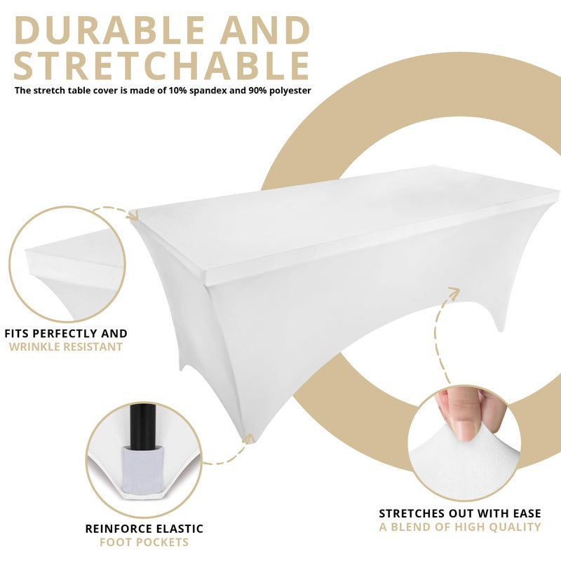 Utopia Kitchen Spandex Tablecloth 2 Pack [6FT, White] Tight, Fitted, Washable and Wrinkle Resistant Stretch Table Cloth Rectangle Cover for Trade Show, Weddings & Parties [72Lx30Wx30H Inch] - Image 5